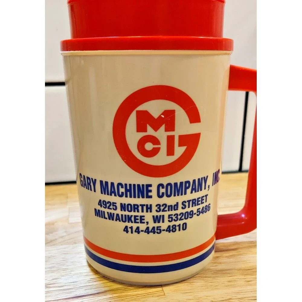 Vintage Gary Machine Company, INC Mug Travel Cup Thermos 22oz Hot And Cold-USA